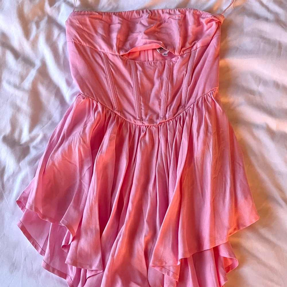 Isabelle’s Cabinet (Sky to Moon) strapless cutout pink romper